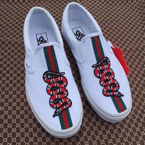 gucci print slip on vans|custom white Gucci Vans.